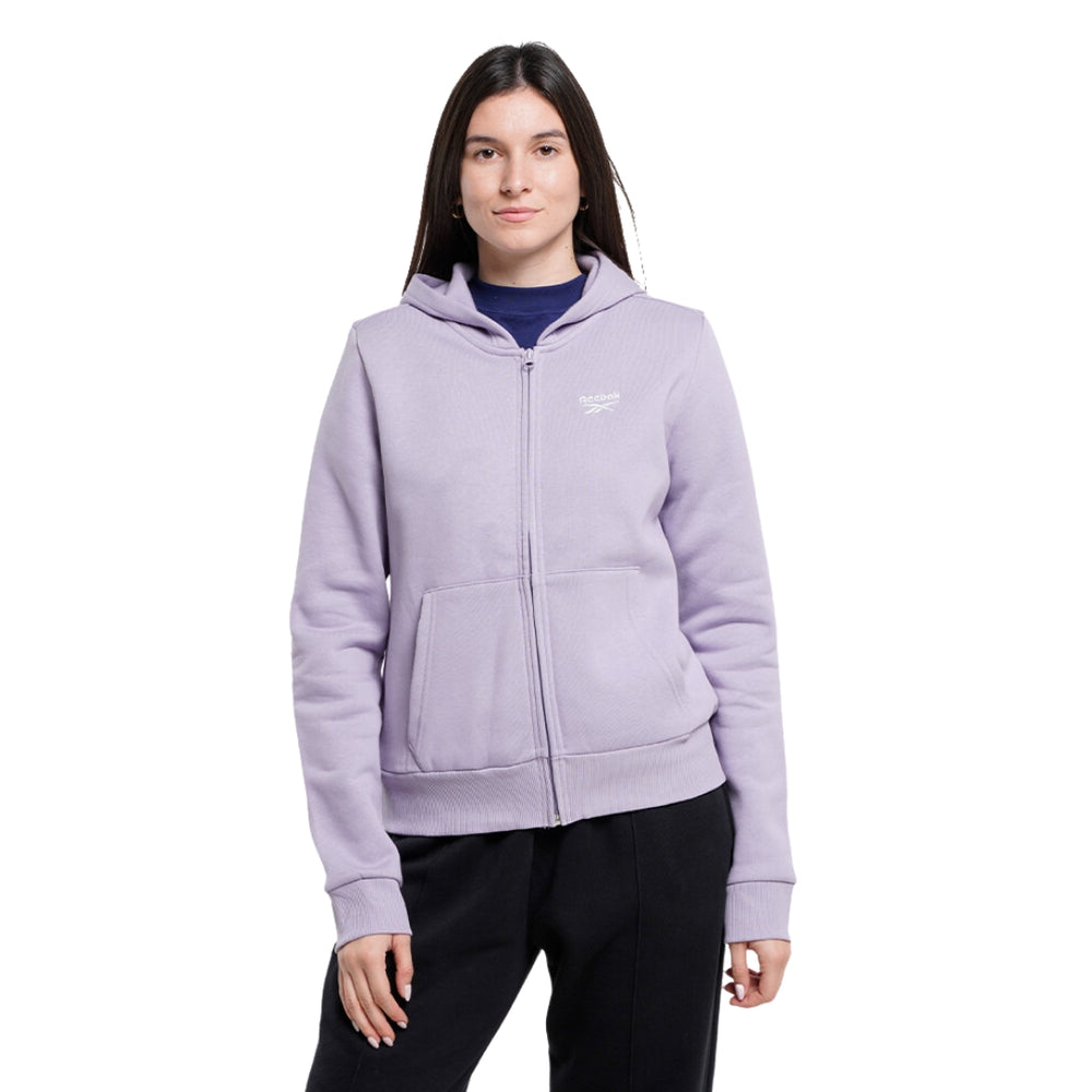 Reebok Women Identity Small Logo Fleece Full-Zip Hoodie - Purple