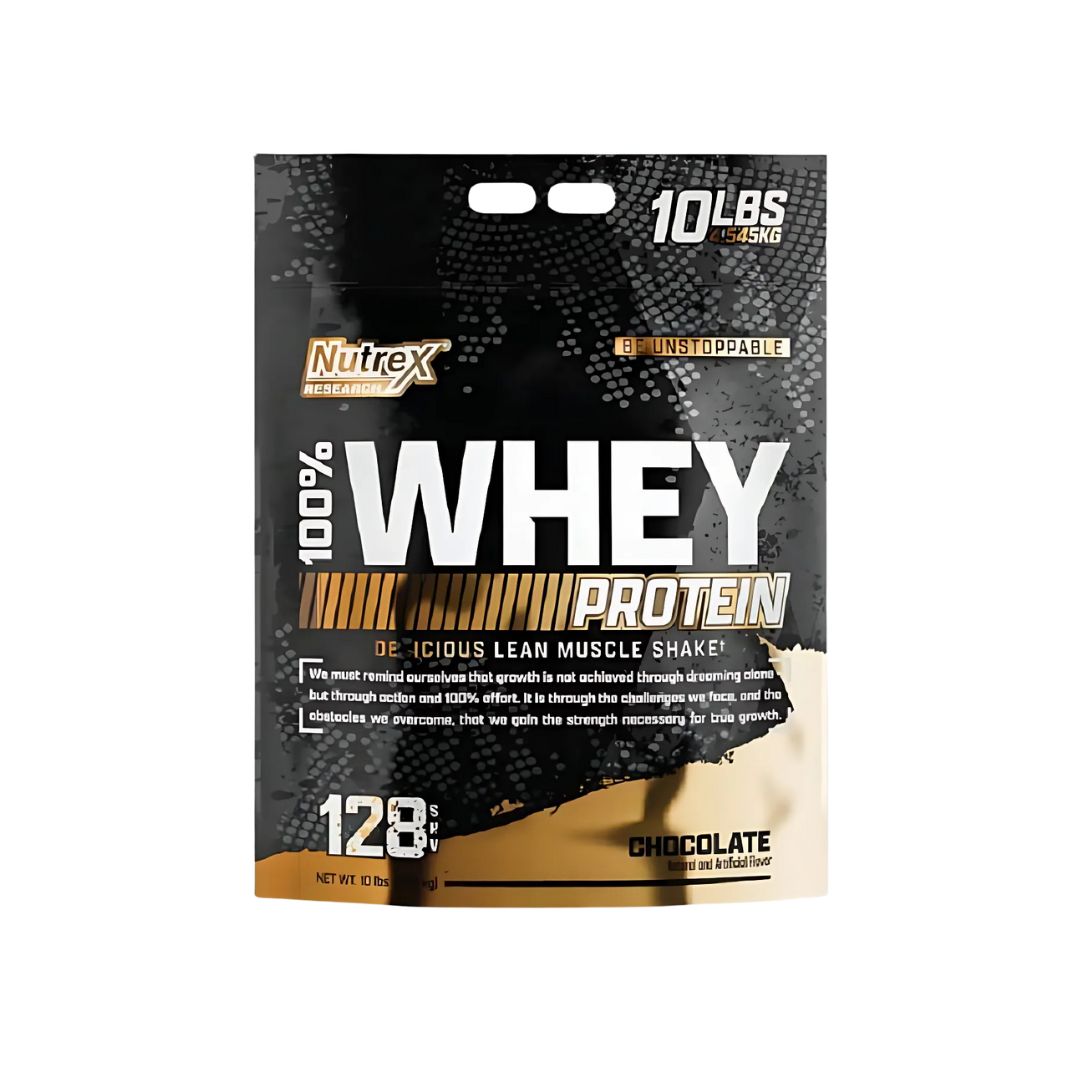 مسحوق بروتين مصل اللبن 100% من Nutrex، وزن 10 أرطال - 128 حصة - لنمو العضلات والتعافي
