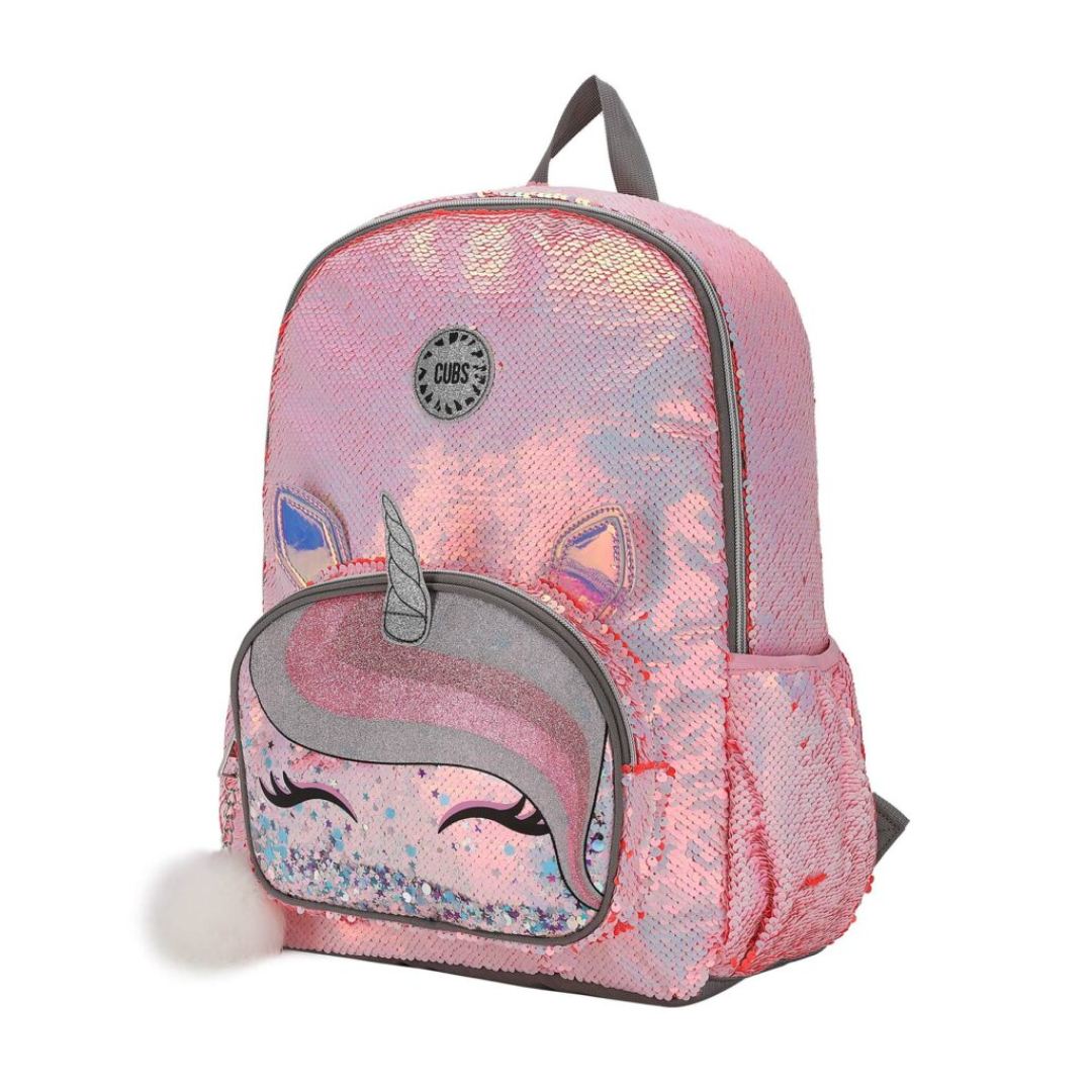 Unicorn Lashes Glitter Pocket Pink Sequin Backpack