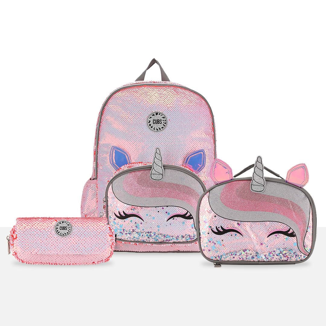 Unicorn Lashes Glitter Pocket Pink Sequin Backpack