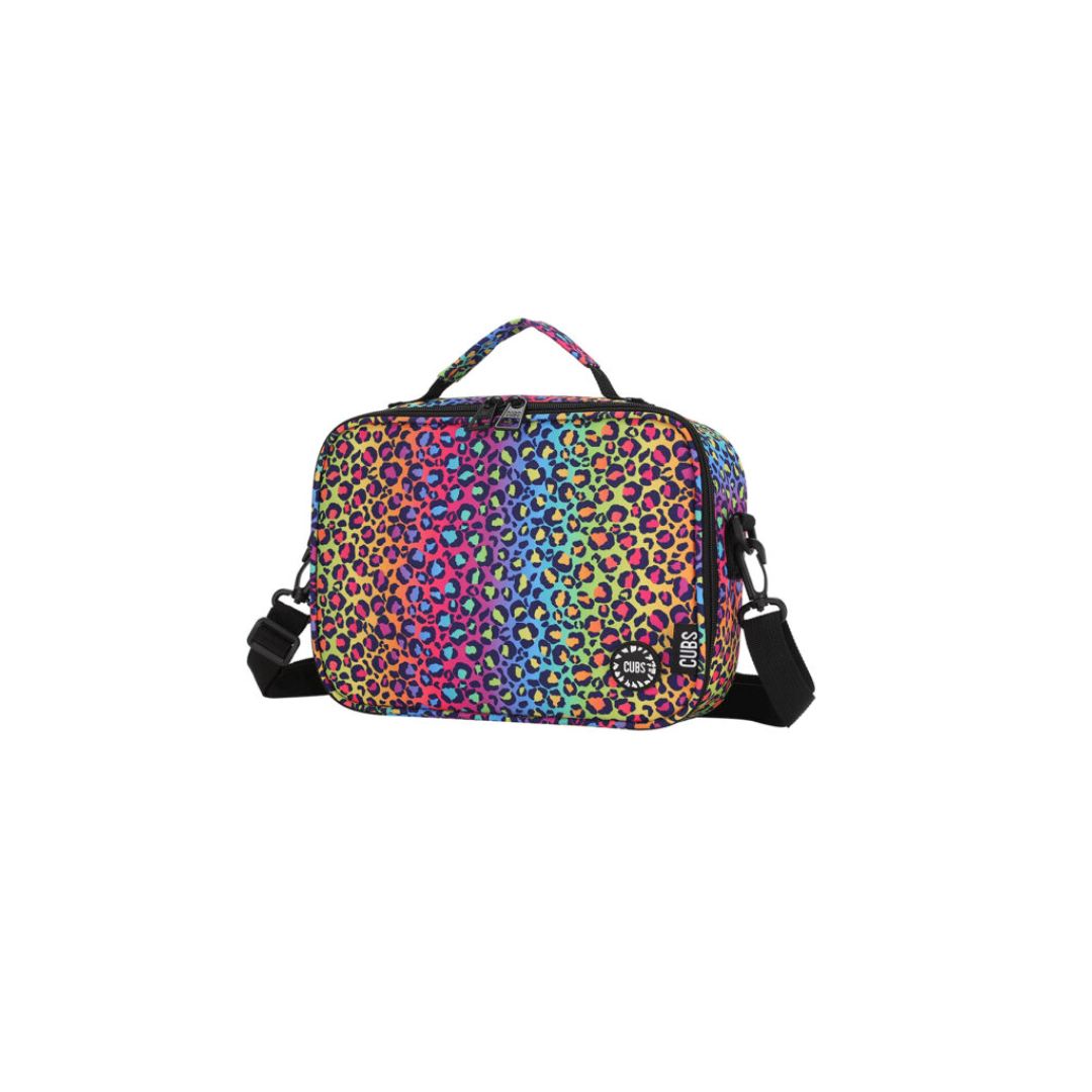 Junior Student Backpack Rainbow Leopard Lunch Bag