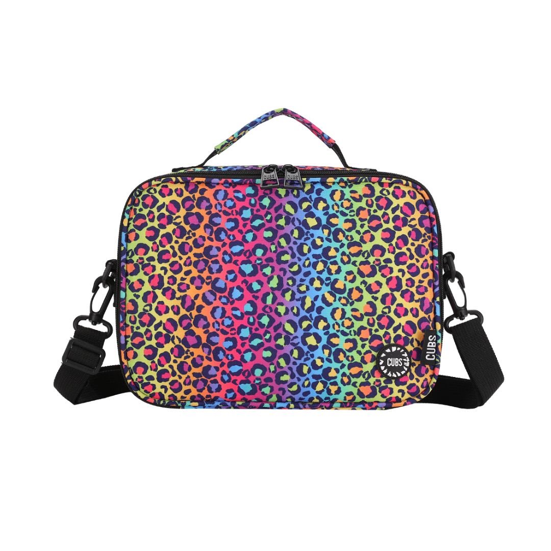 Junior Student Backpack Rainbow Leopard Lunch Bag