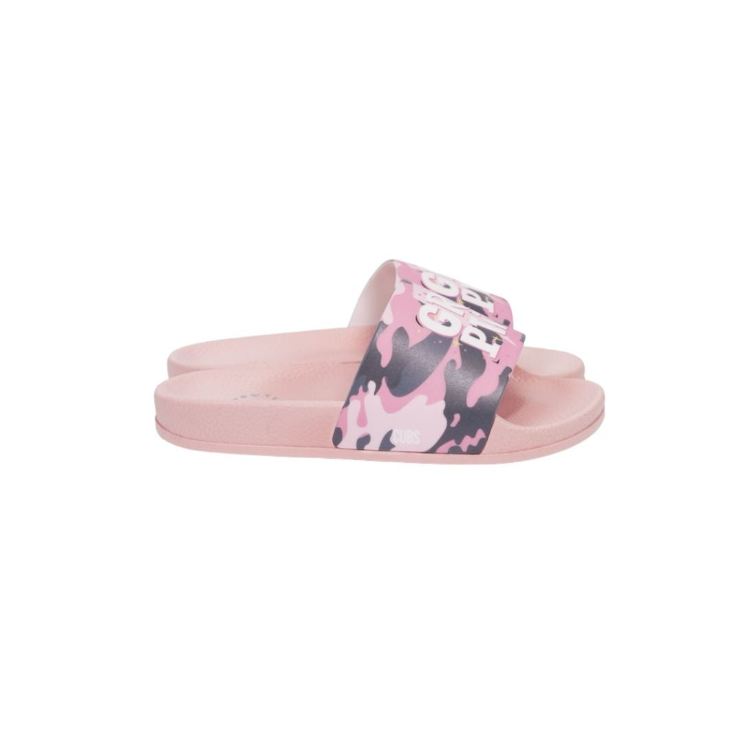 Camo Girl Power Baby Pink Slides