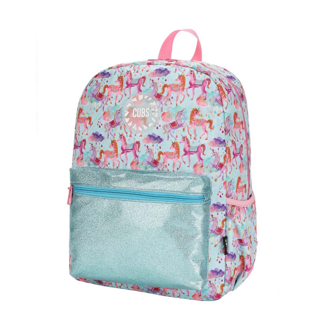 Shiny Fabric Baby Blue Backpack