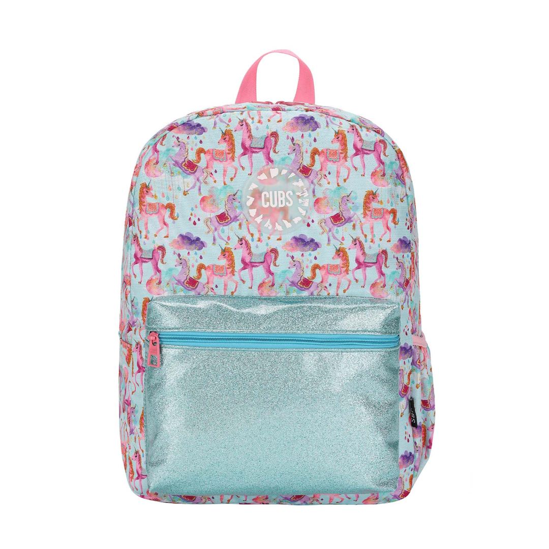 Shiny Fabric Baby Blue Backpack