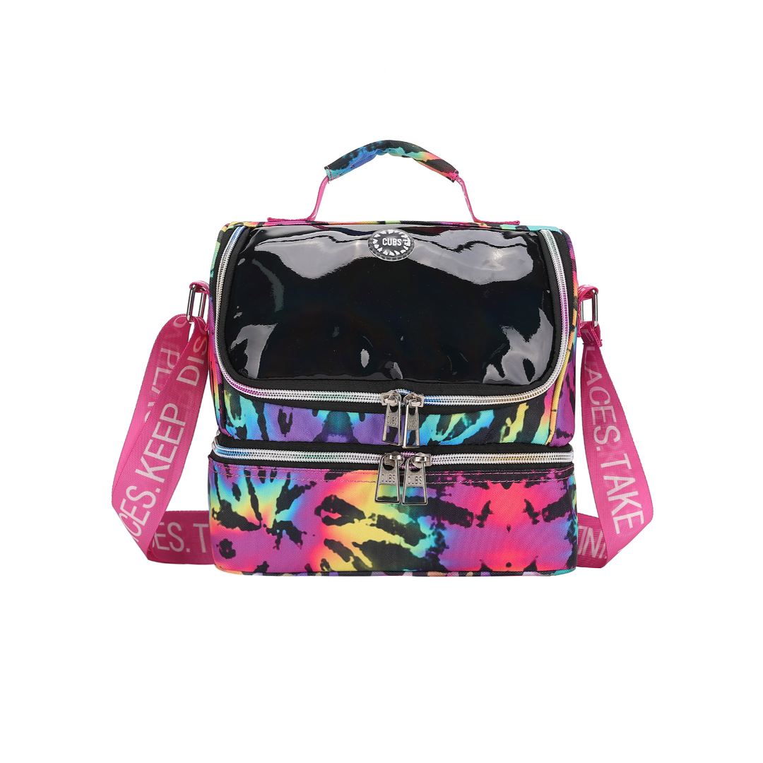 Neon Black Tiedye Pu High School Lunch Bag