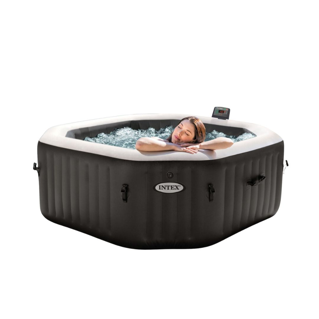 4-Person Onyx Black Octagon Combo Spa Set
