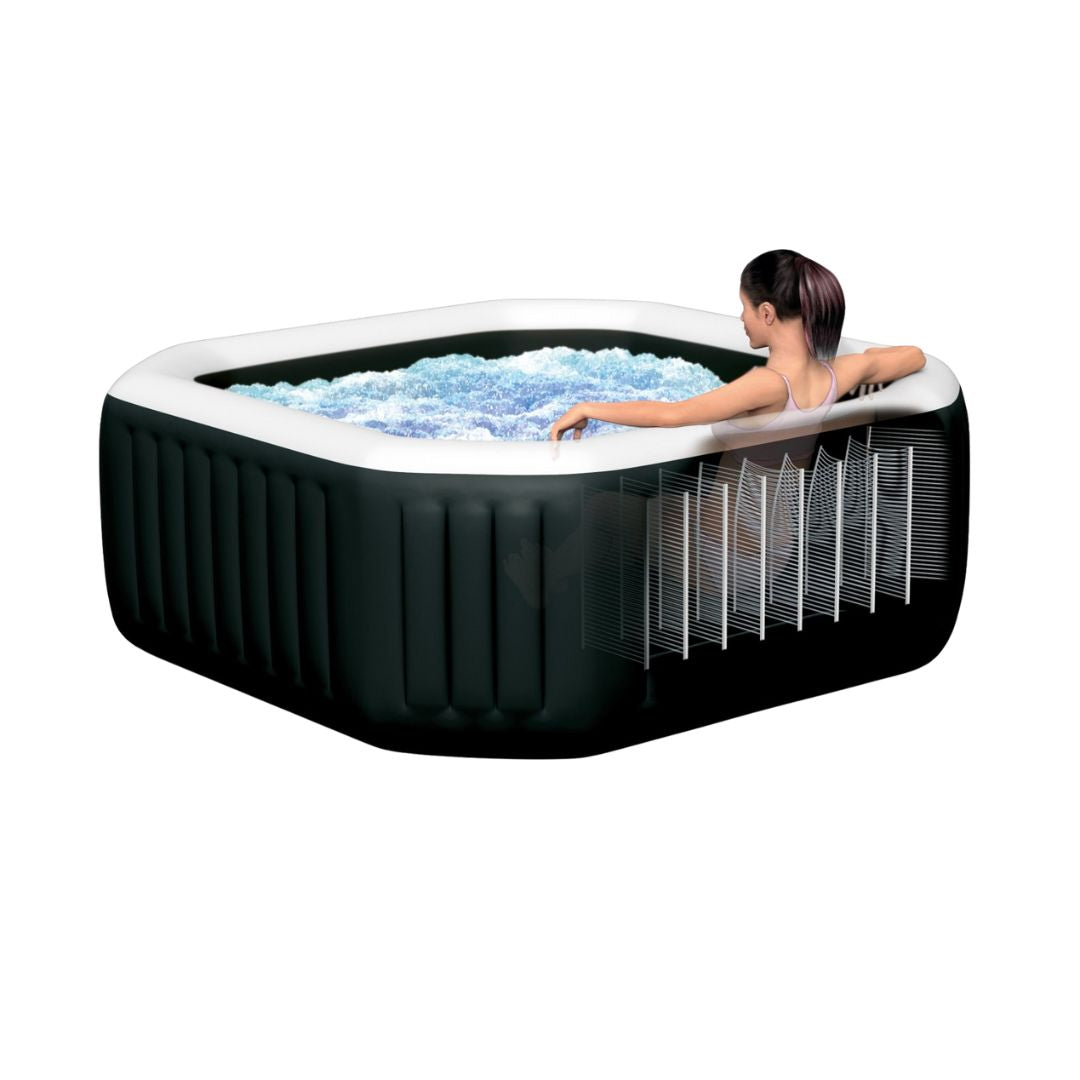 6-Person Onyx Black Octagon Combo Spa Set