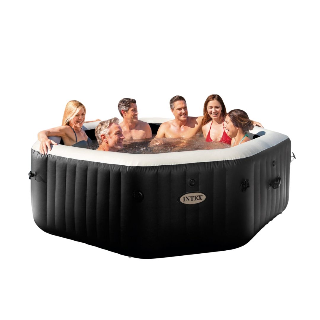 6-Person Onyx Black Octagon Combo Spa Set
