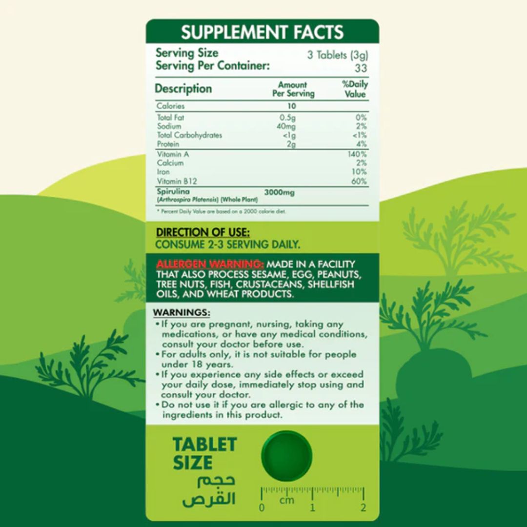 Spirulina - 33 Serv. - 100 Tablets