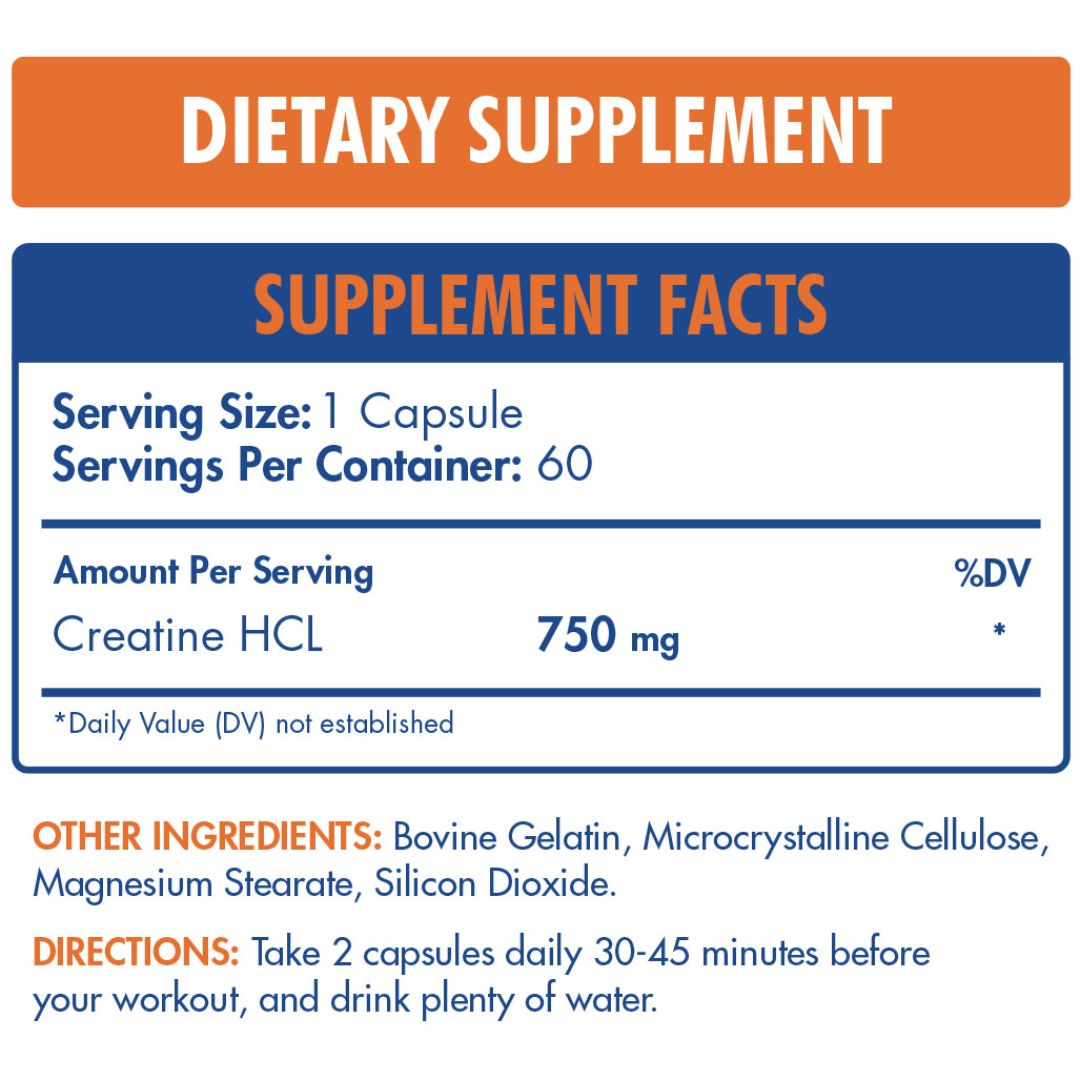 Creatine HCL 750-60Serv Capsules