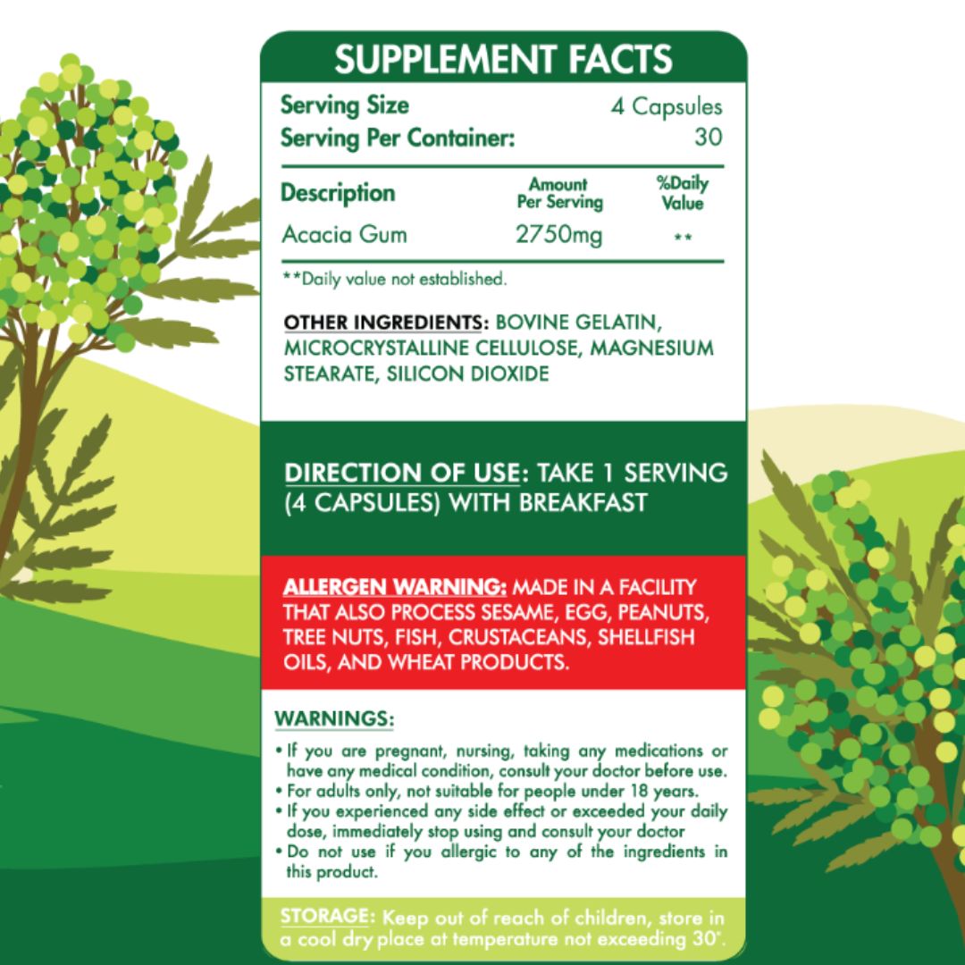 Fibers Gum Acacia - 30 Serv. - 120 Capsules