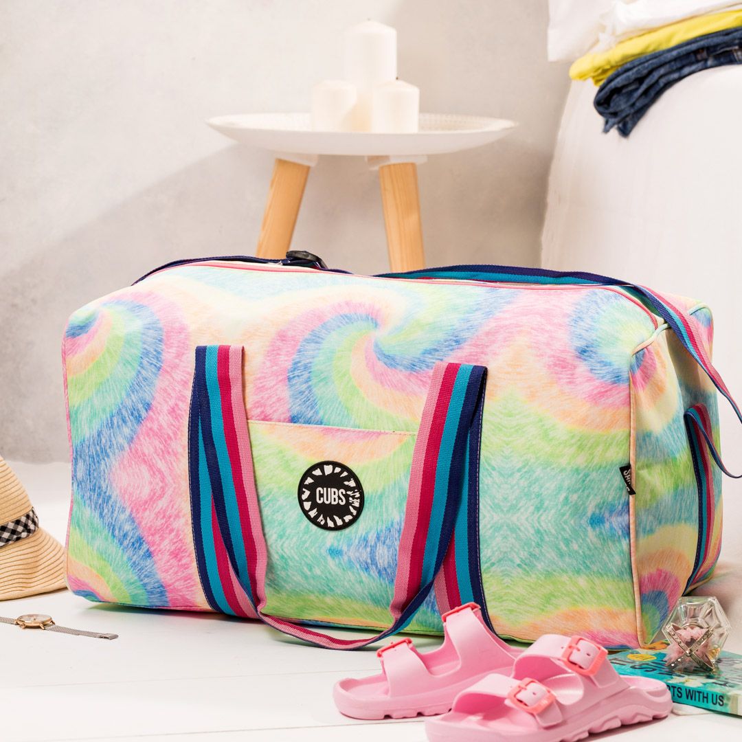 Pastel Rainbow Swirls Weekender Duffle Bag