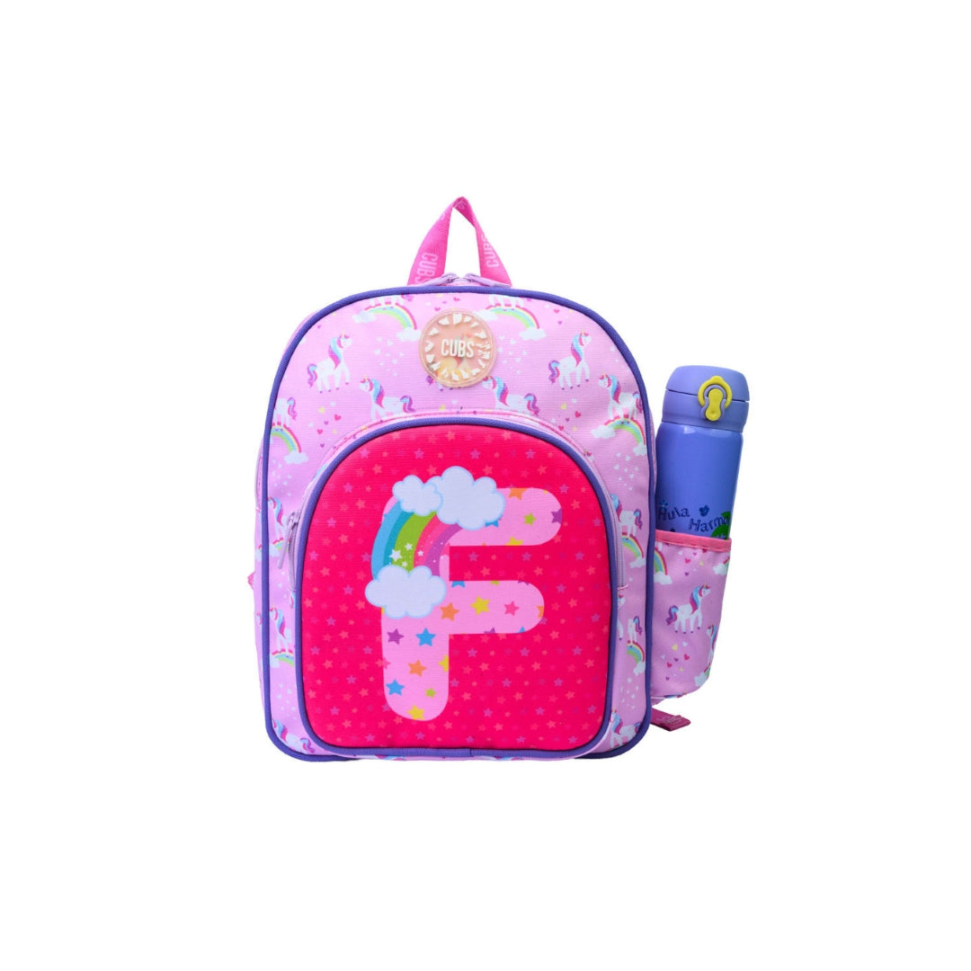 Pink Unicorn Letter F Nursery Backpack