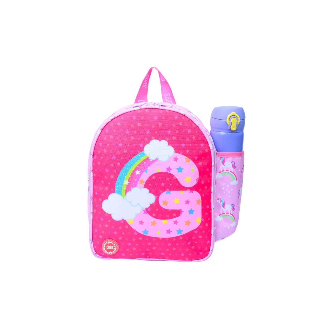 Pink Unicorn Letter G Nursery Lunch Backpack