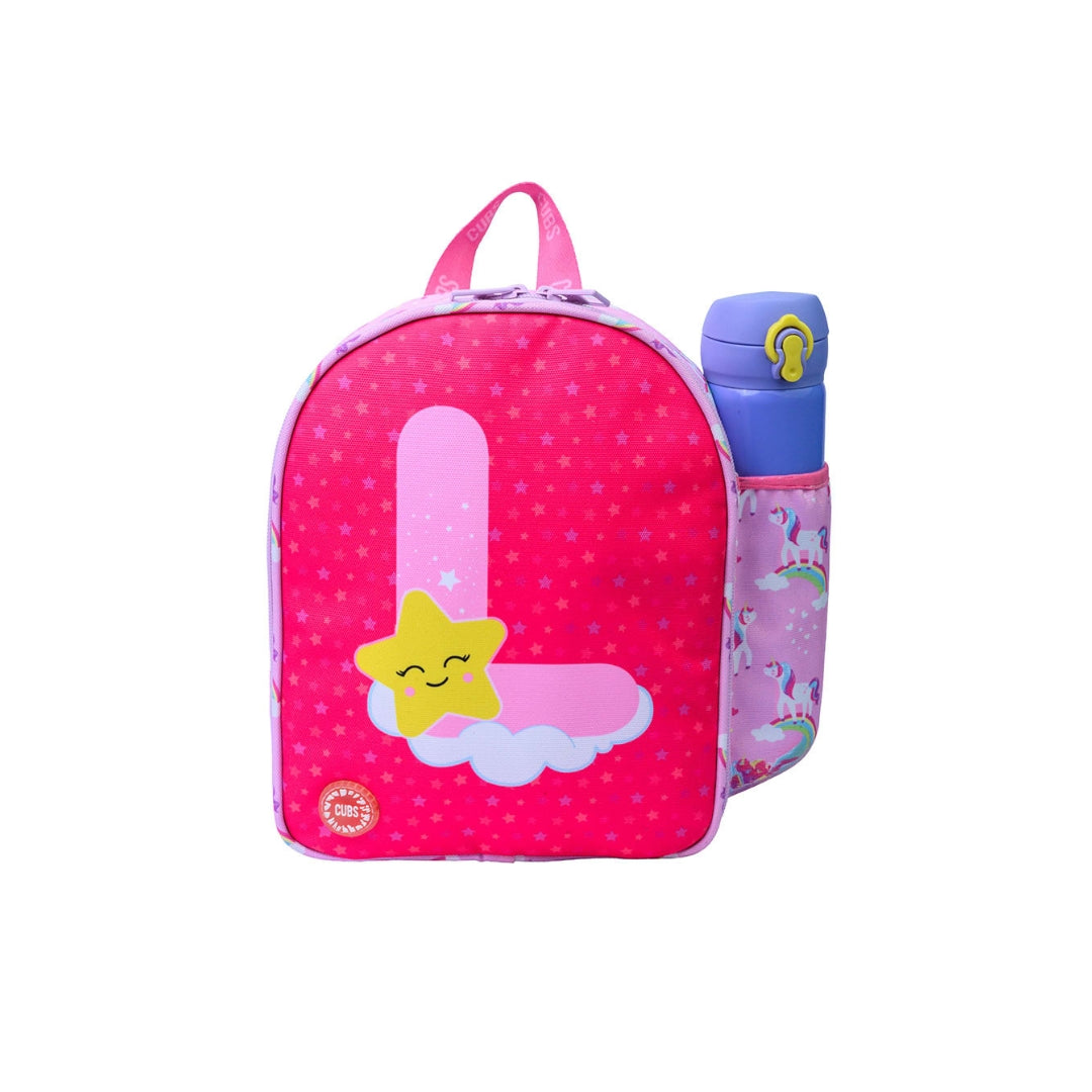 Pink Unicorn Letter L Nursery Lunch Backpack