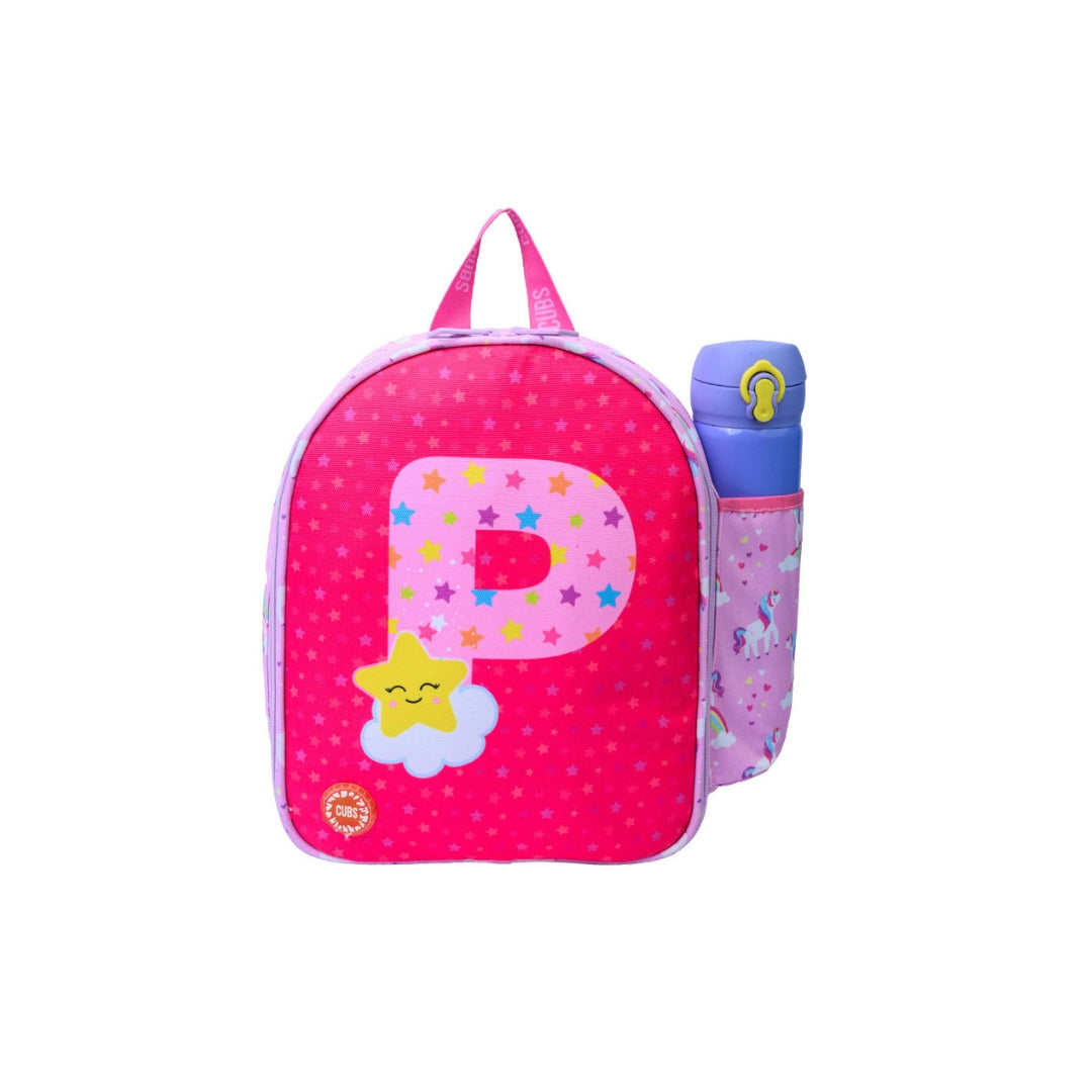 Pink Unicorn Letter P Nursery Lunch Backpack