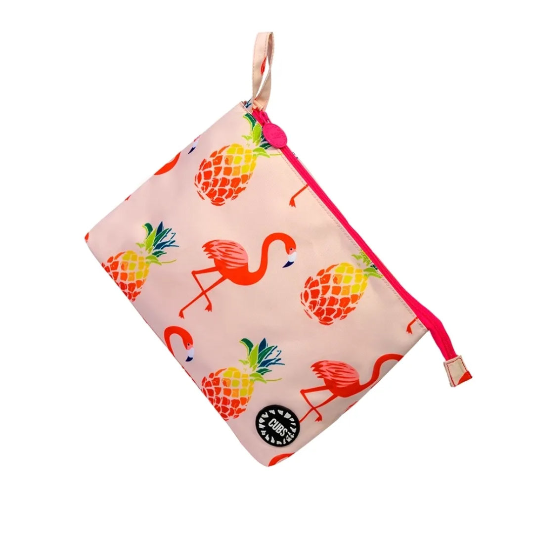 Peachy Flamingos Large Pouch