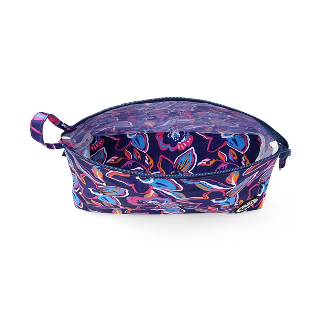 Navy Flowers Medium Pouch