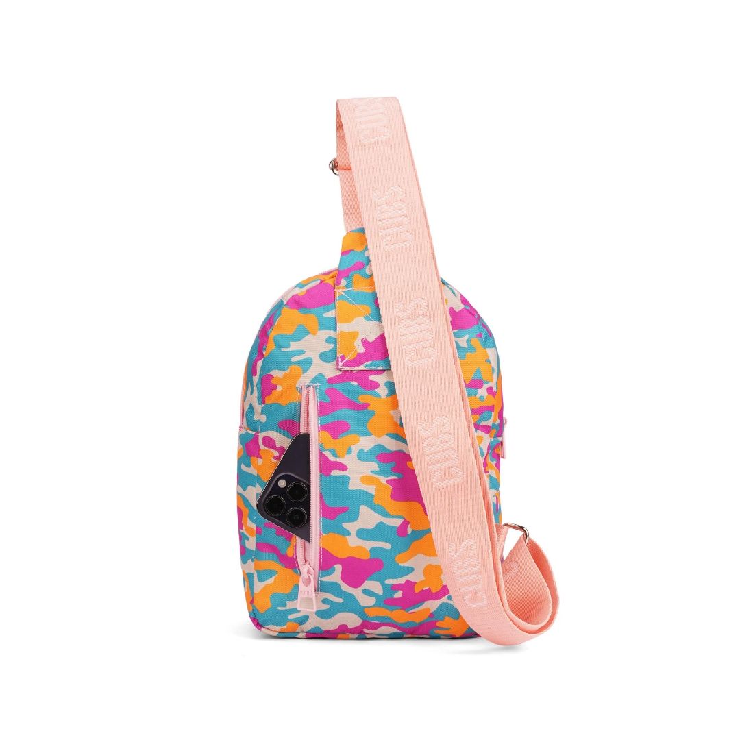 Camo Girl Front Zipper Sling Bag