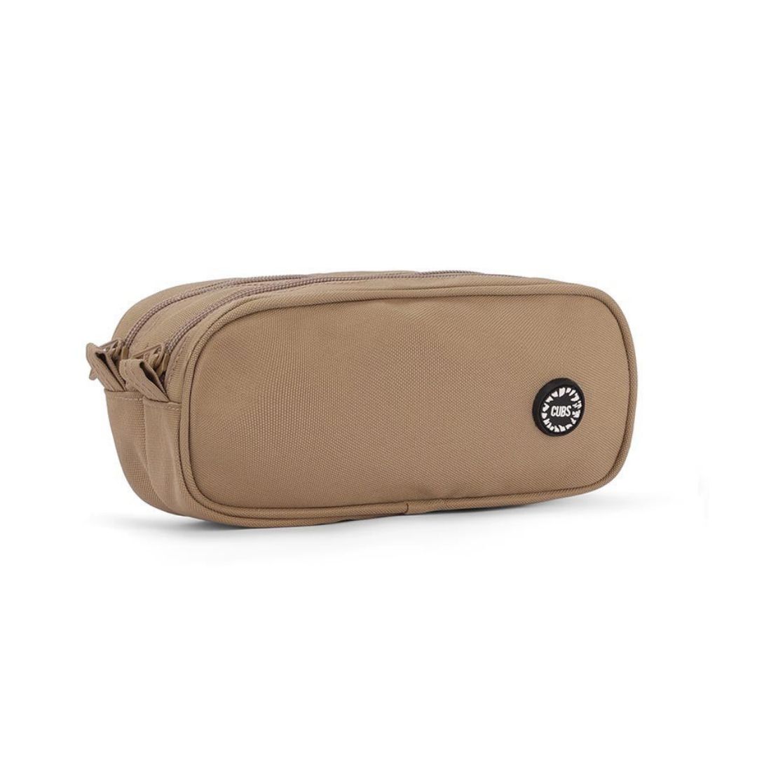 Khaki Double Zipper Pencil Case 2L