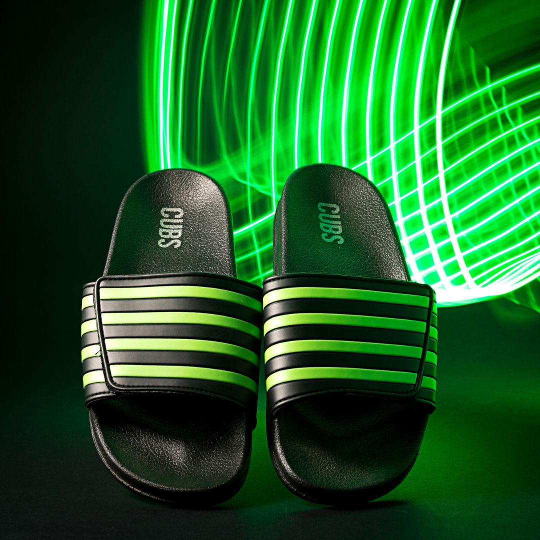 Birght Green/Black Stripes Slide