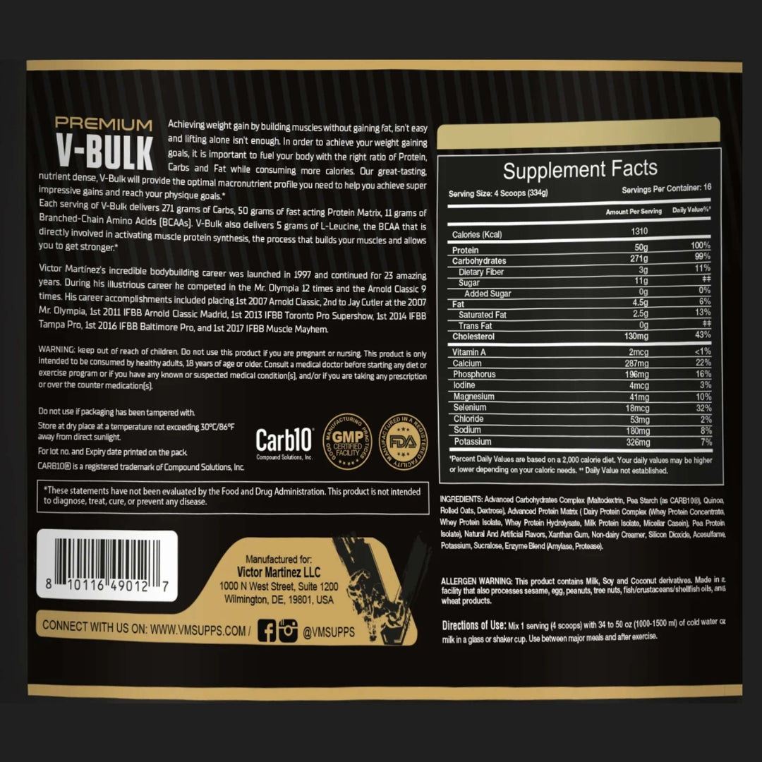 Victor Martinez Premium V-Bulk 16 Serv 5443 G Cookies Cream