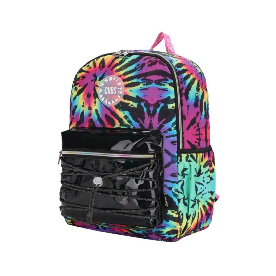 Neon Black Tiedye Pu High School Backpack