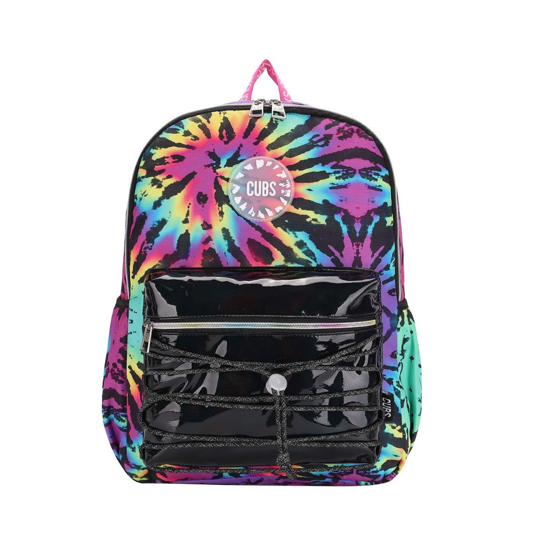 Neon Black Tiedye Pu High School Backpack