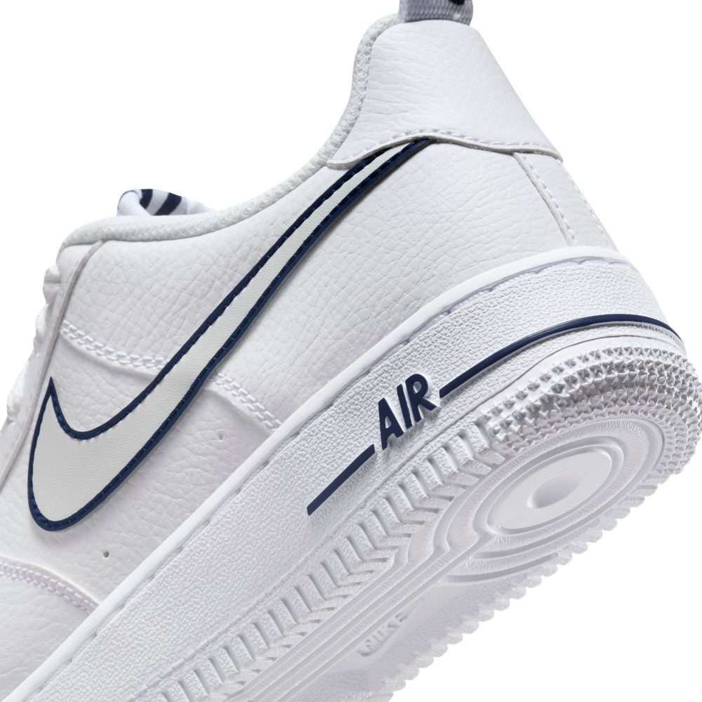 white & blue air force 1 lv8 3 trainers youth