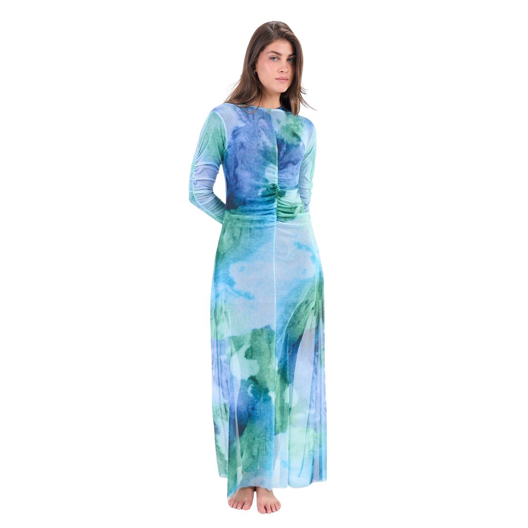 Cyan Mesh Dress