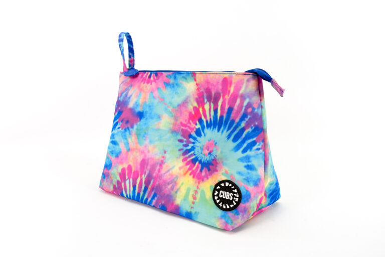 Colorful Tie Dye Pink & Turquoise Large Pouch