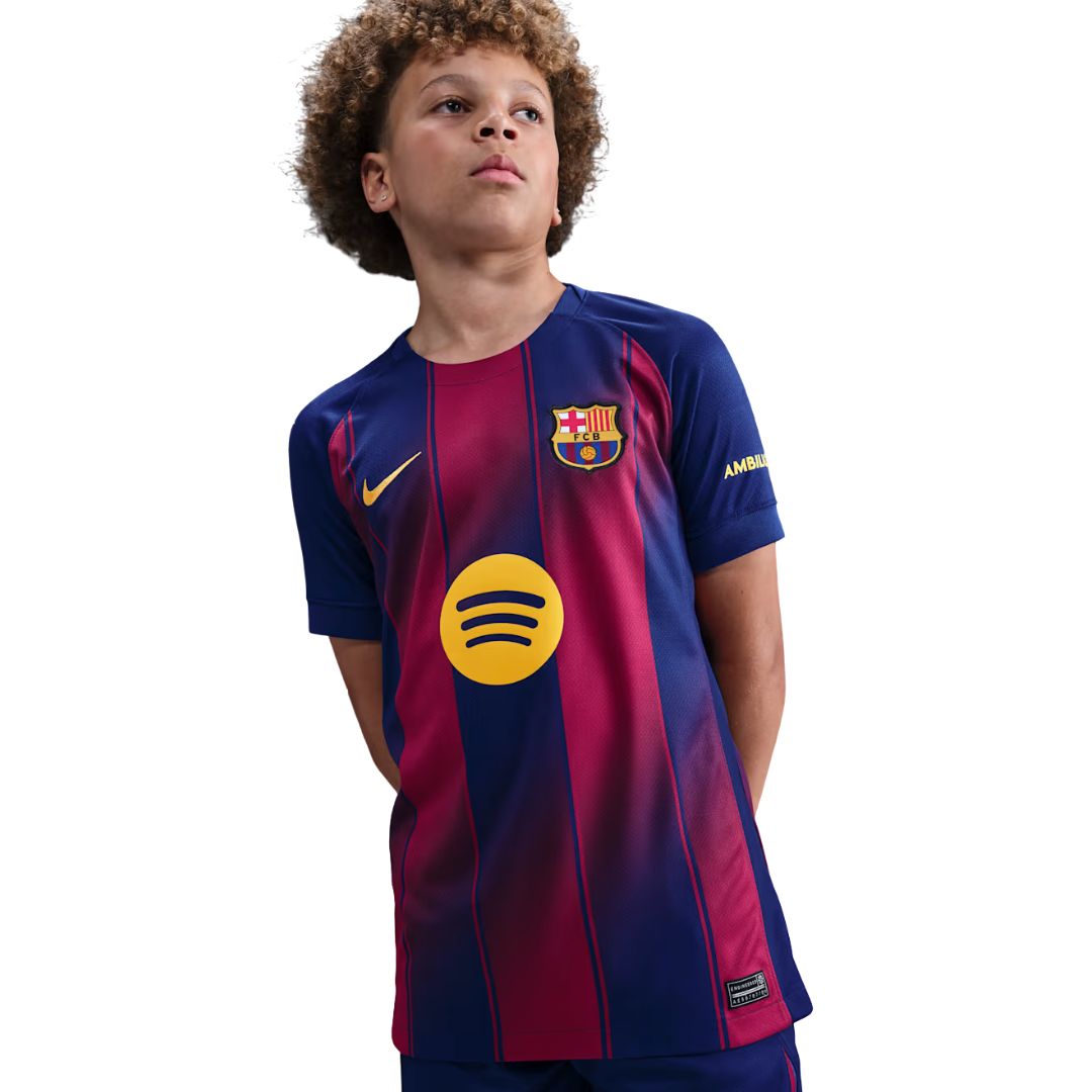 FC Barcelona 2025/26 Stadium Home Big Kids' Nike Dri-FIT Soccer Replica Jersey