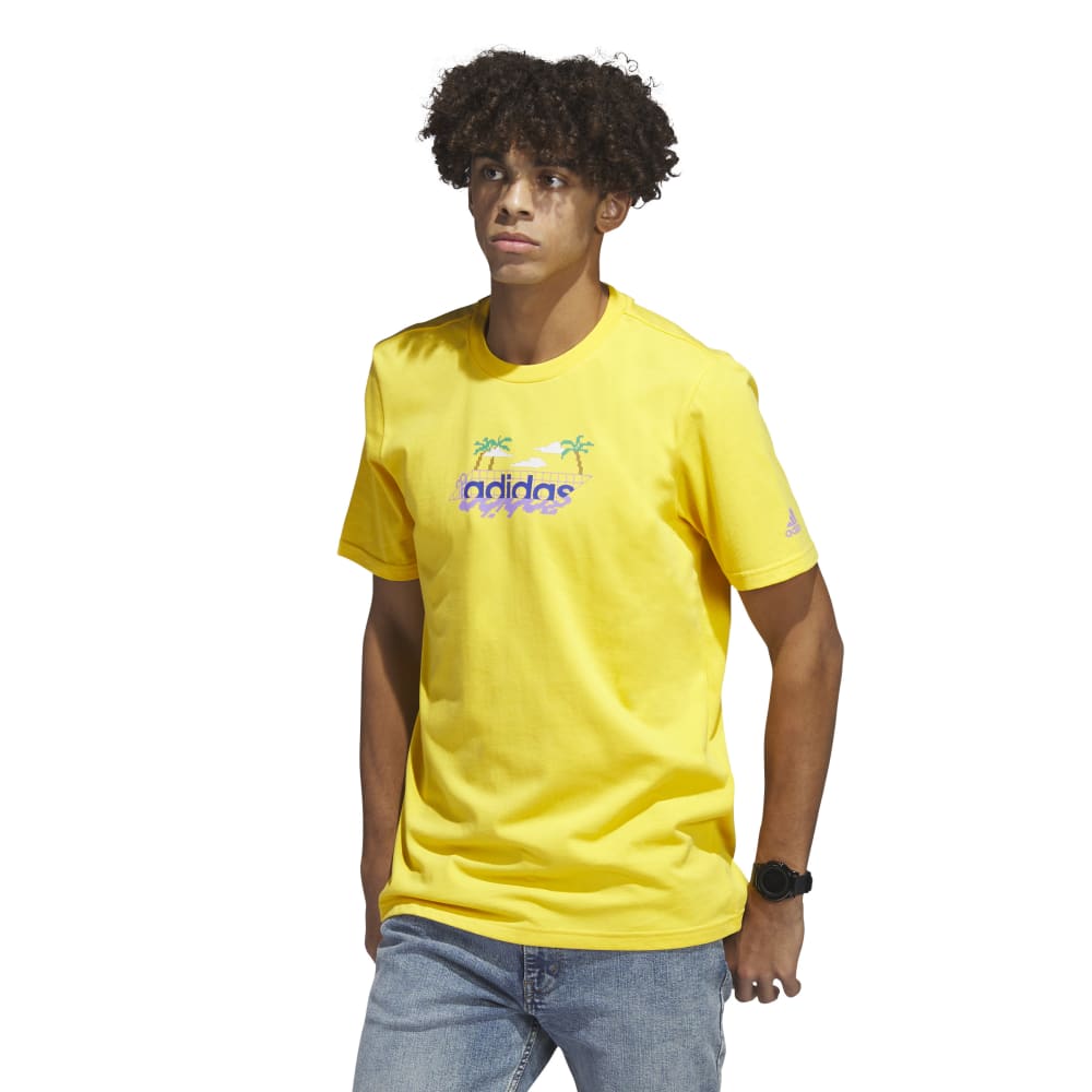 adidas Men Linear Beach-Bit Short Sleeve Graphic T-Shirt