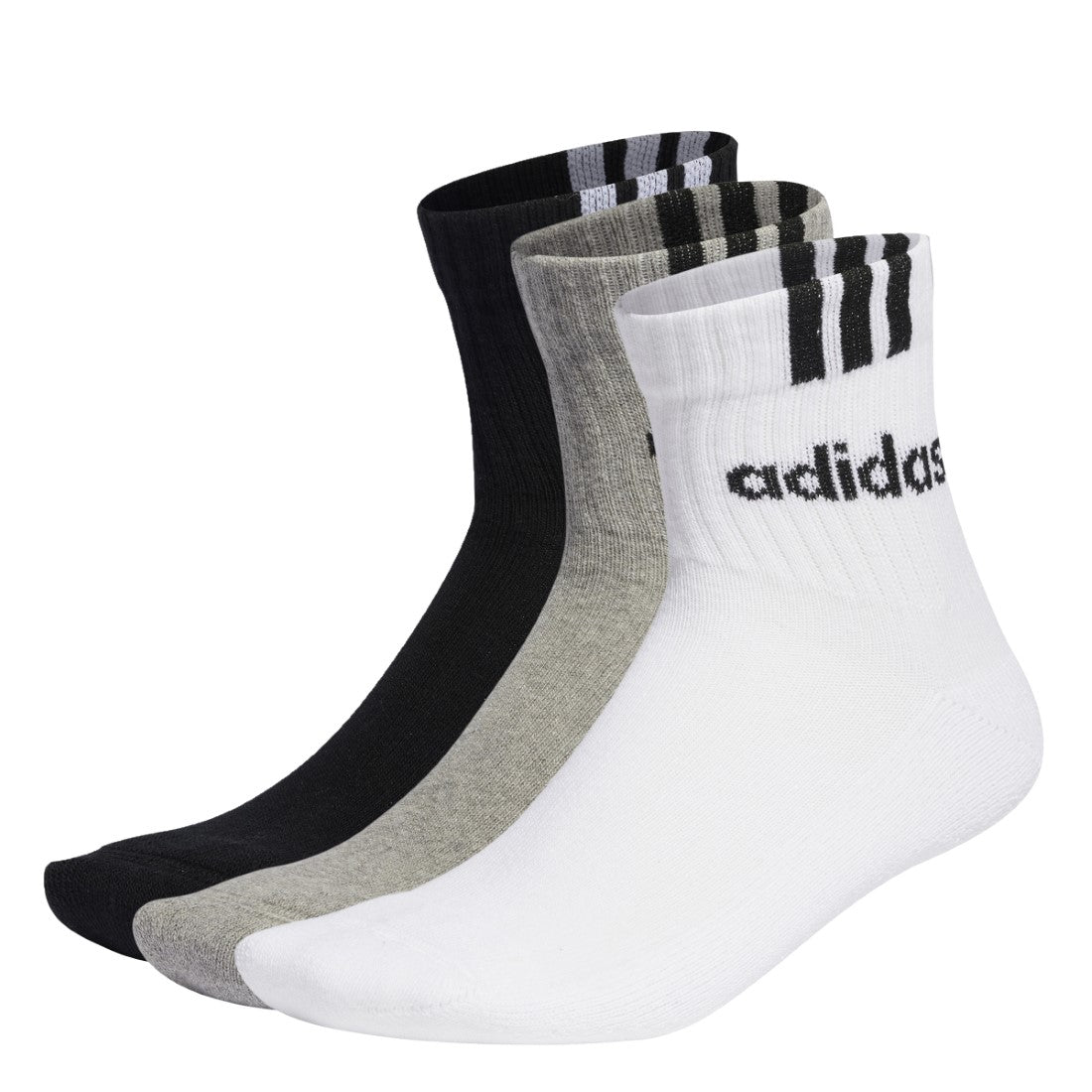 3-Stripes Linear Half-Crew Cushioned Socks 3 Pairs