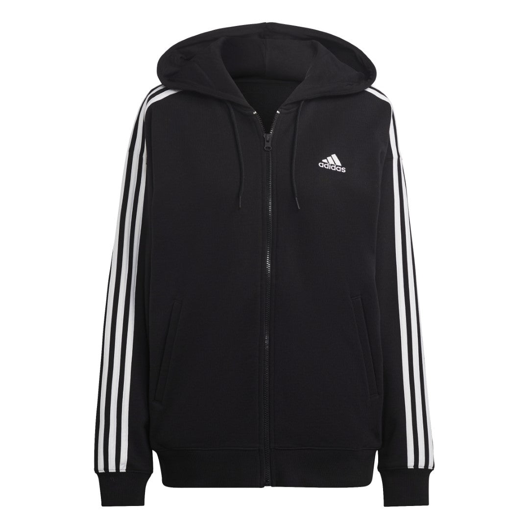 Essentials 3-Stripes French Terry Oversized Full-Zip Hoodie