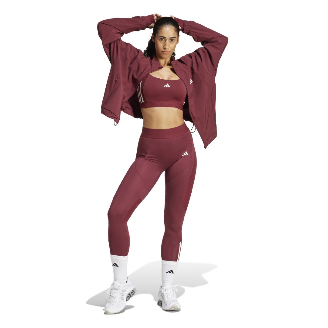 adidas Hyperglam Full-Length Ribbed Leggings Red