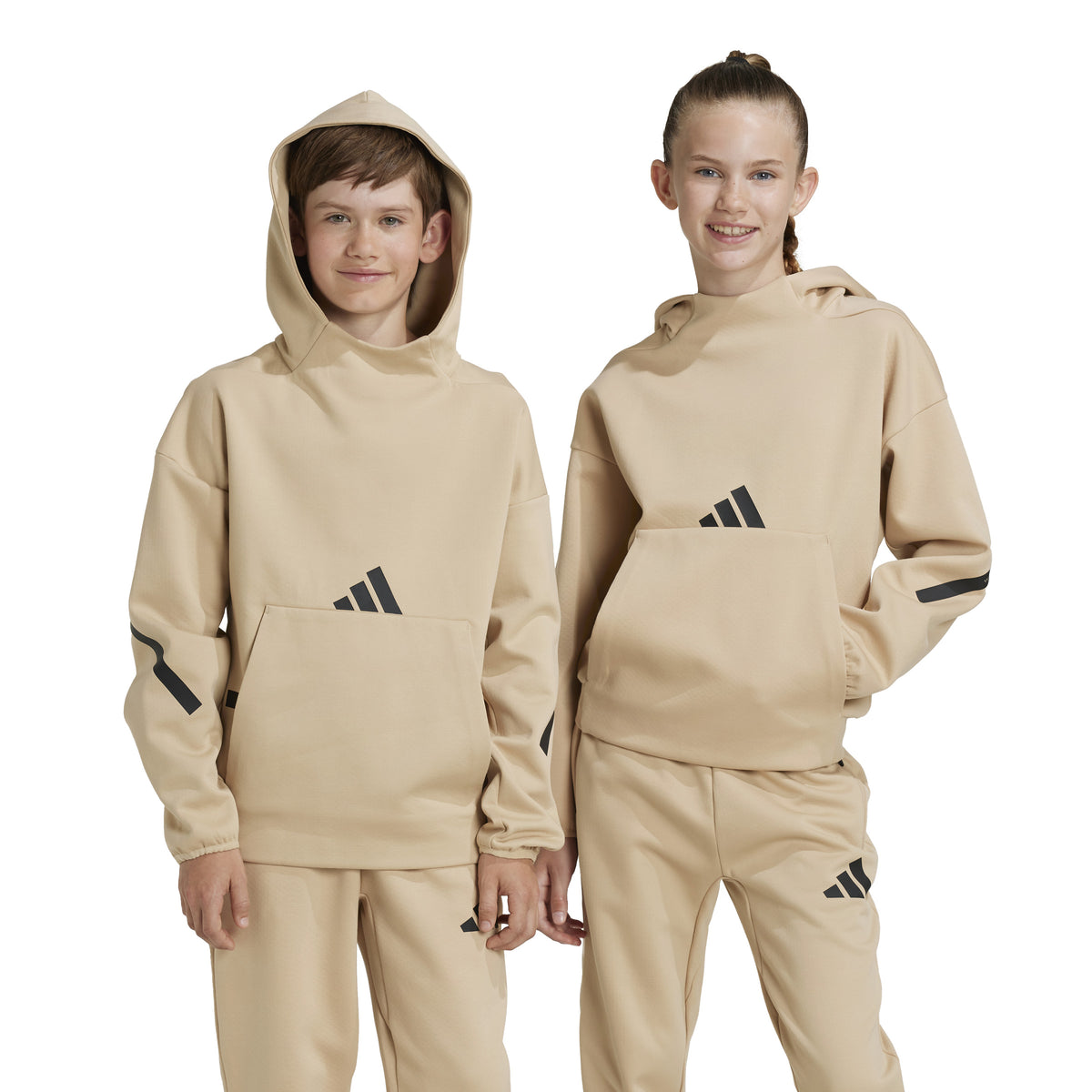 adidas Z.N.E. Kids Beige Hoodie - Recycled Comfort & Style