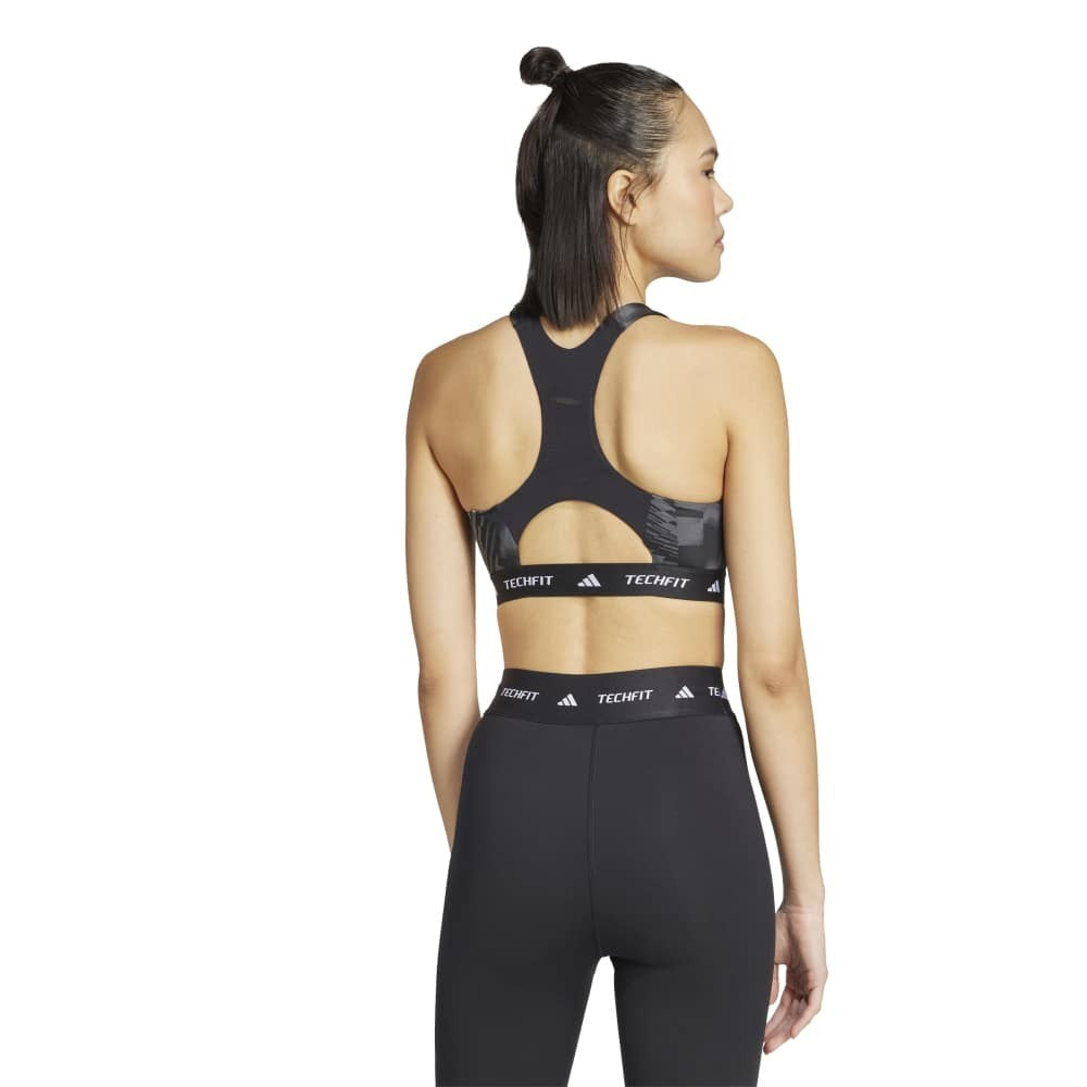adidas Techfit Medium Support High Neck Print Bra
