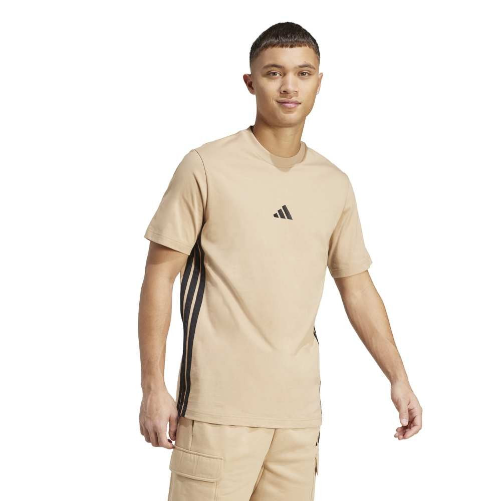 adidas Essentials 3-Stripes Single Jersey T-Shirt Men's - Beige