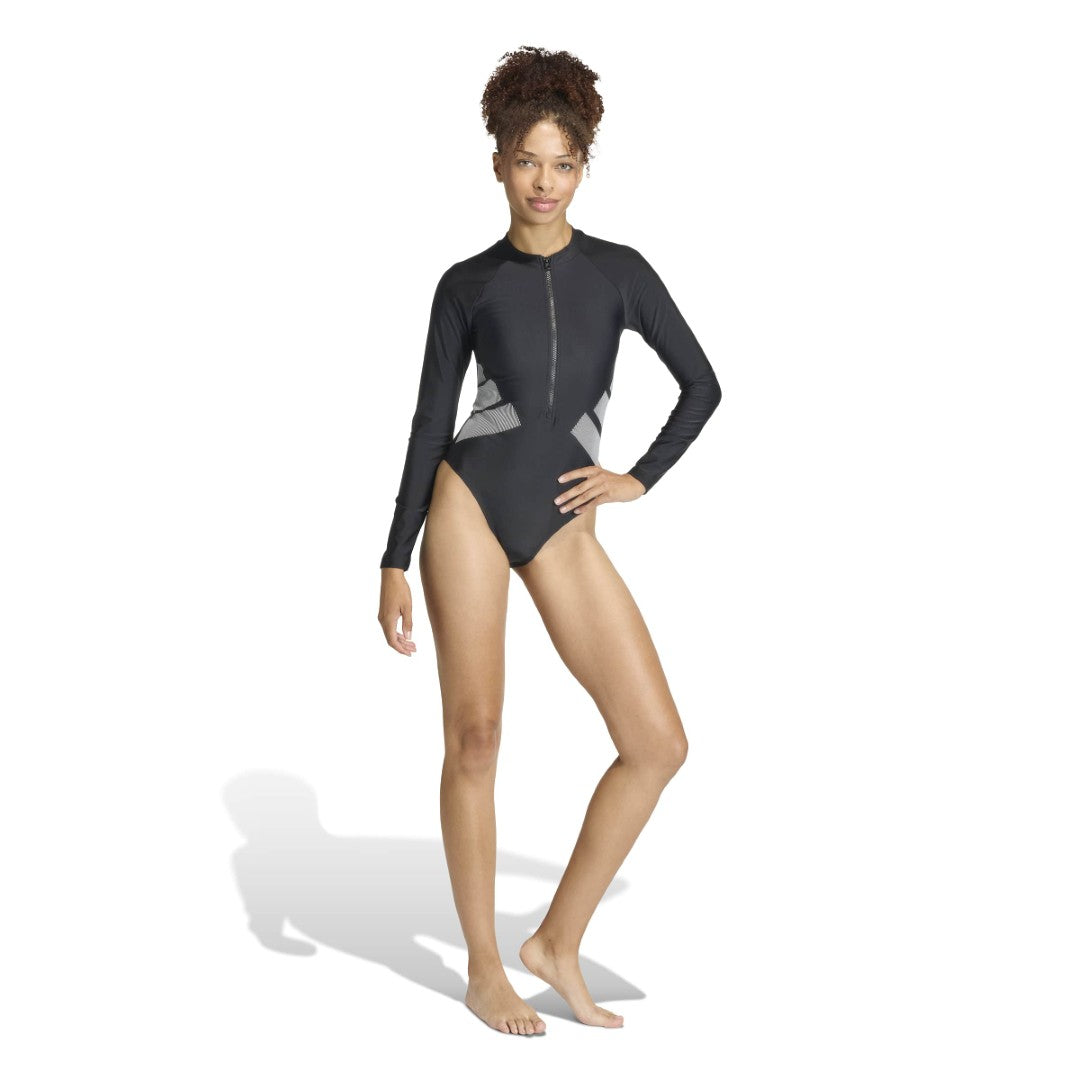Logo Long Sleeve One-Piece Swimsuit