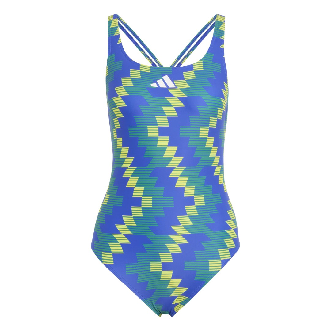 Football-Inspired V-Back Graphic Swimsuit