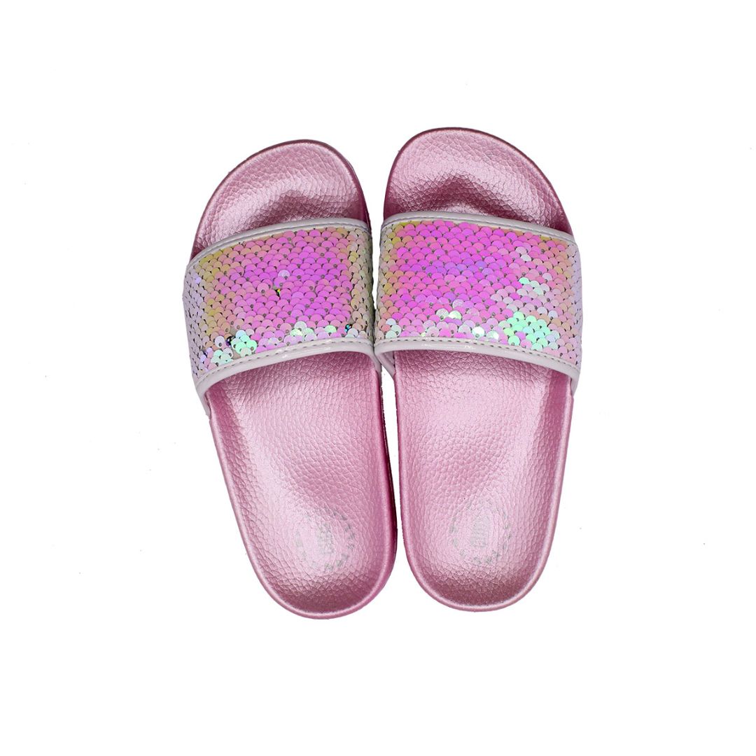 Pink Flip Sequin Star Slides