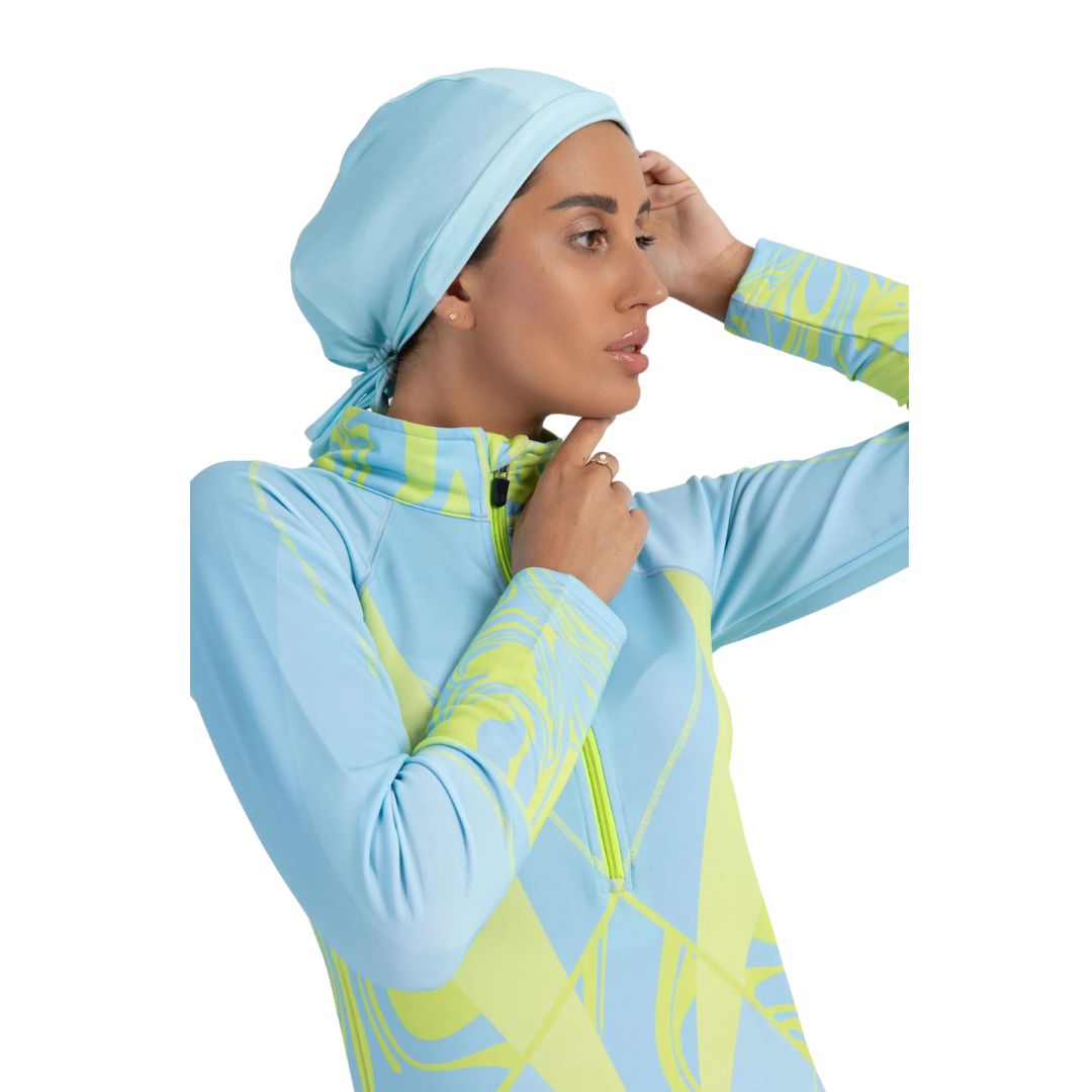 Cyan Marble Waves Burkini