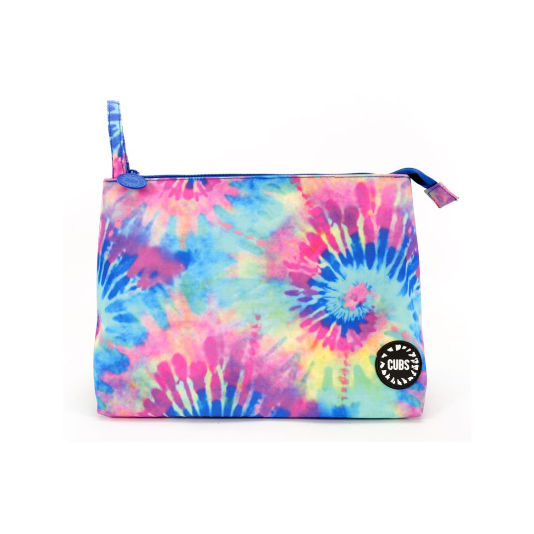 Colorful Tie Dye Pink & Turquoise Large Pouch