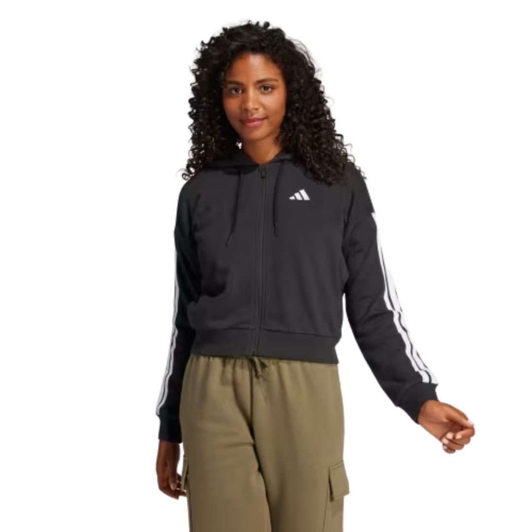 Essentials 3-Stripes French Terry Full-Zip Hoodie