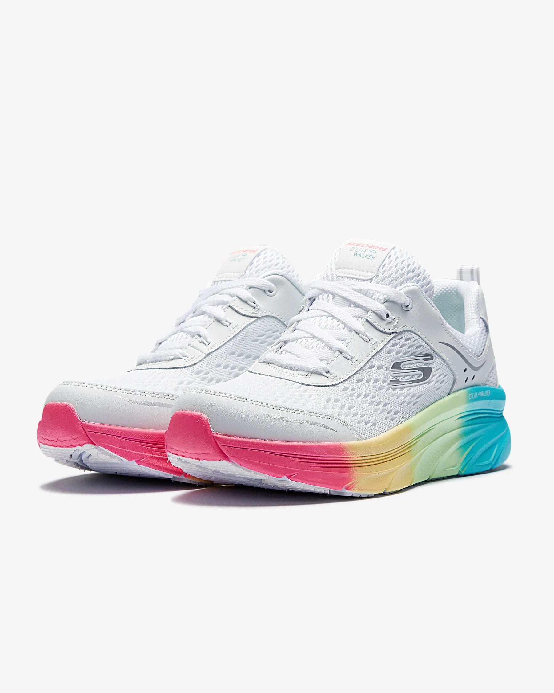 Skechers Women Lace Up D'Lux Walker Rainbow Kiss Training Shoes