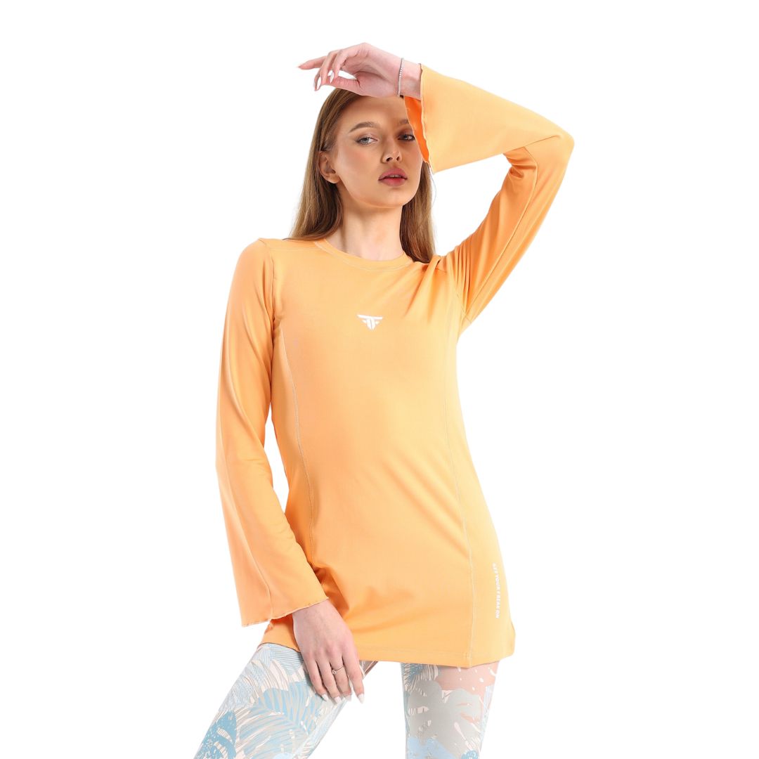 Training bell sleeve top in apricot