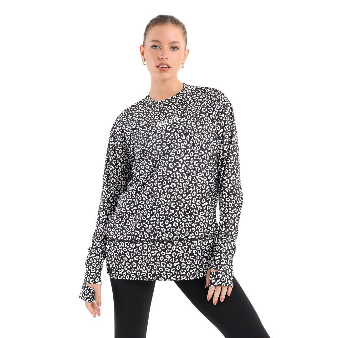 Leopard printed long sleeve top