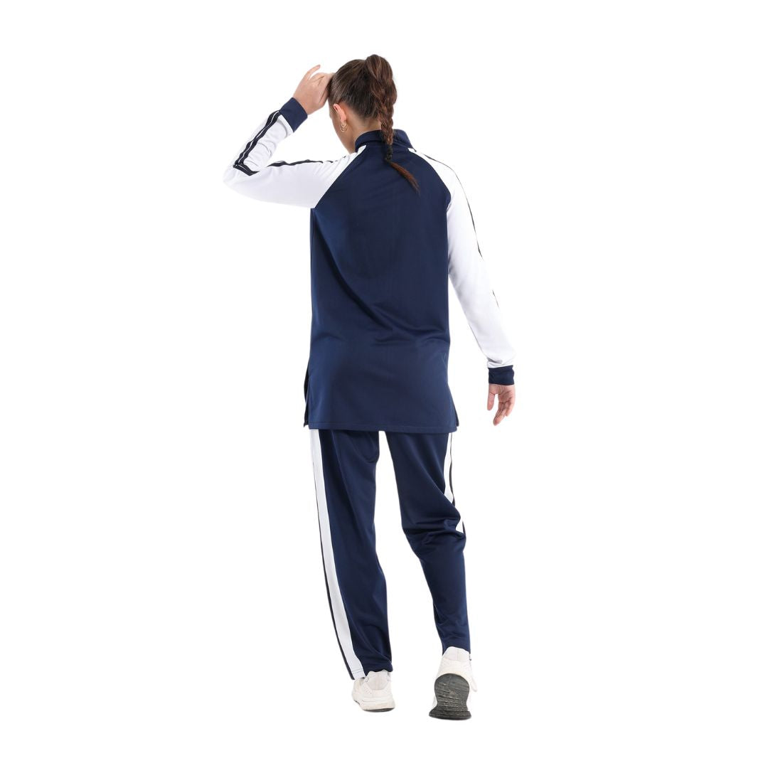 Classic stand up collar tracksuit in dark blue